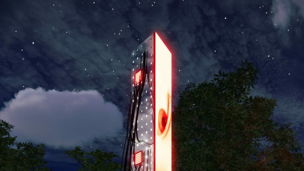 Odpočítávací hodiny se skládají z 24 LED panelů, na které se promítají videozáznamy každodenních okamžiků života města. Foto: Trenčín 2026