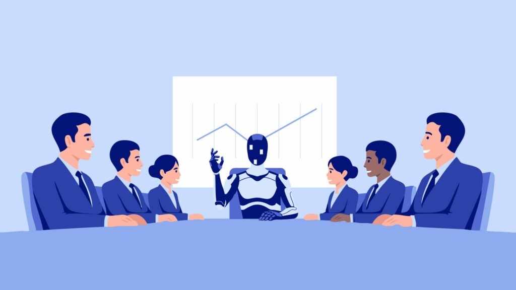 Na konferenčních hovorech o výsledcích hospodaření se umělá inteligence objevuje jako živý avatar, který reaguje na otázky analytiků pomocí dashboardu. Ilustrace: Saxo Bank, se souhlasem