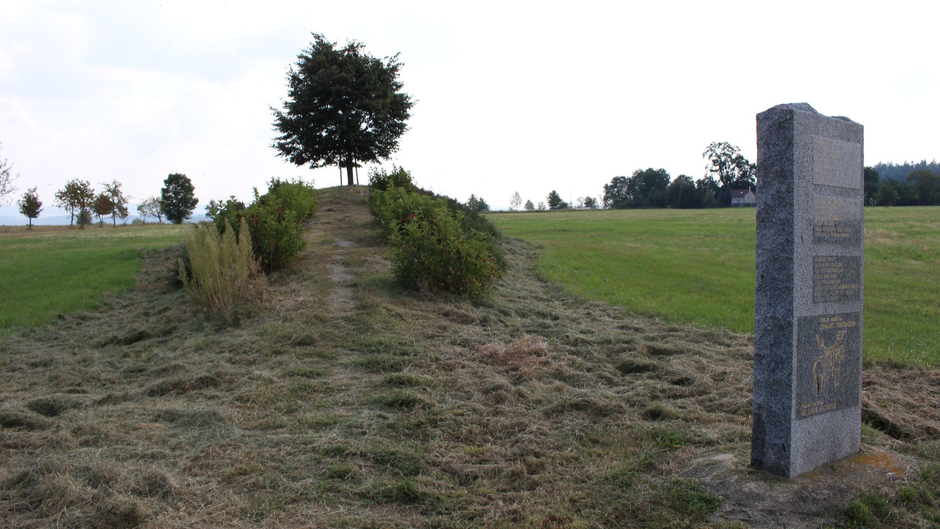 K 350. výročí bitvy v roce 1995 byl na místě bitvy postaven památník ve tvaru slzy. Na památku obětí se koná každým rokem pochod Po stopách bitvy u Jankova. Zdroj: BíláVrána – Vlastní dílo, CC BY-SA 4.0, https://commons.wikimedia.org/w/index.php?curid=58417424