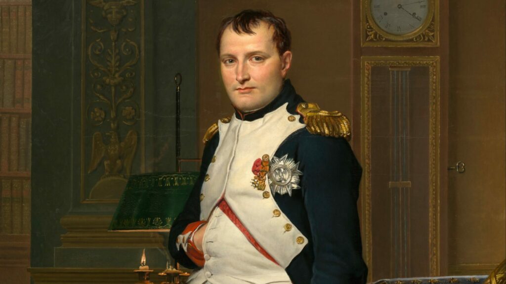 Napoleon I. ve své pracovně v Tuilerijském paláci. Zdroj: Jacques-Louis David – zQEbF0AA9NhCXQ at Google Cultural Institute maximum zoom level, Volné dílo, https://commons.wikimedia.org/w/index.php?curid=22174172